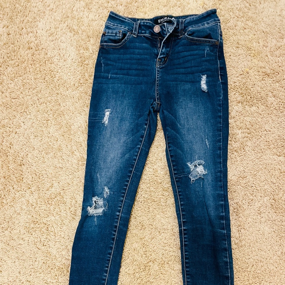Dark Wash Skinny Ripped Jeans